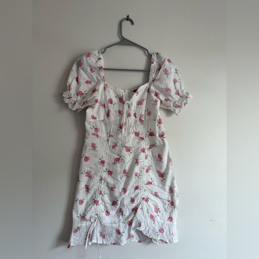 SHEIN White Ruched Mini Sundress Square Neck